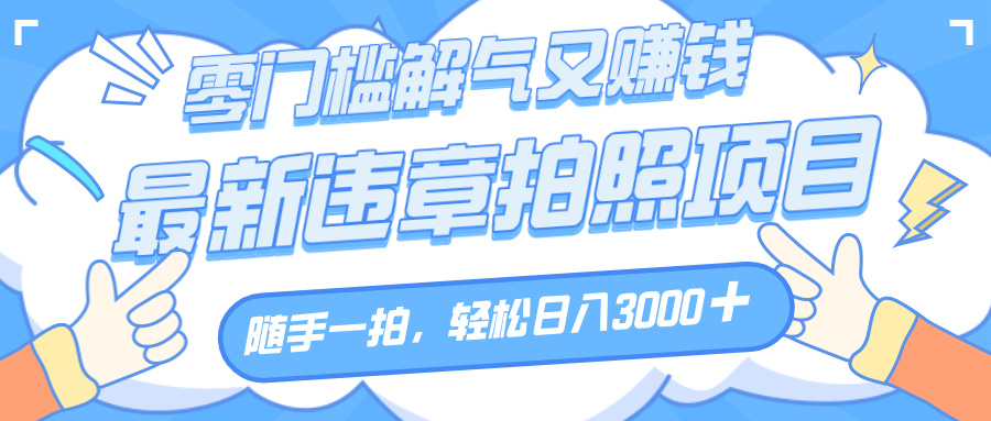 解气又赚钱的项目，随手一拍，轻松收入3000+，最新违章拍照赚钱_云峰项目库