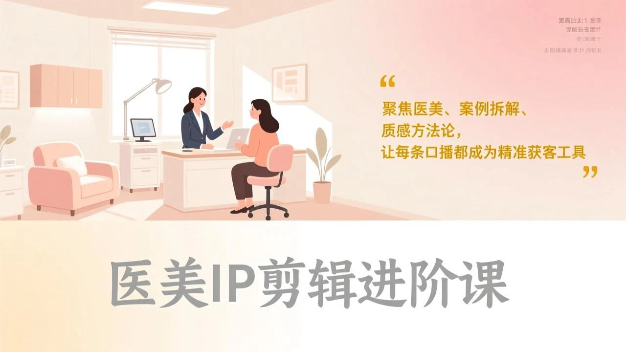 医美IP剪辑进阶课，聚焦医美、案例拆解、质感方法论，让每条口播都成为精准获客工具_云峰项目库