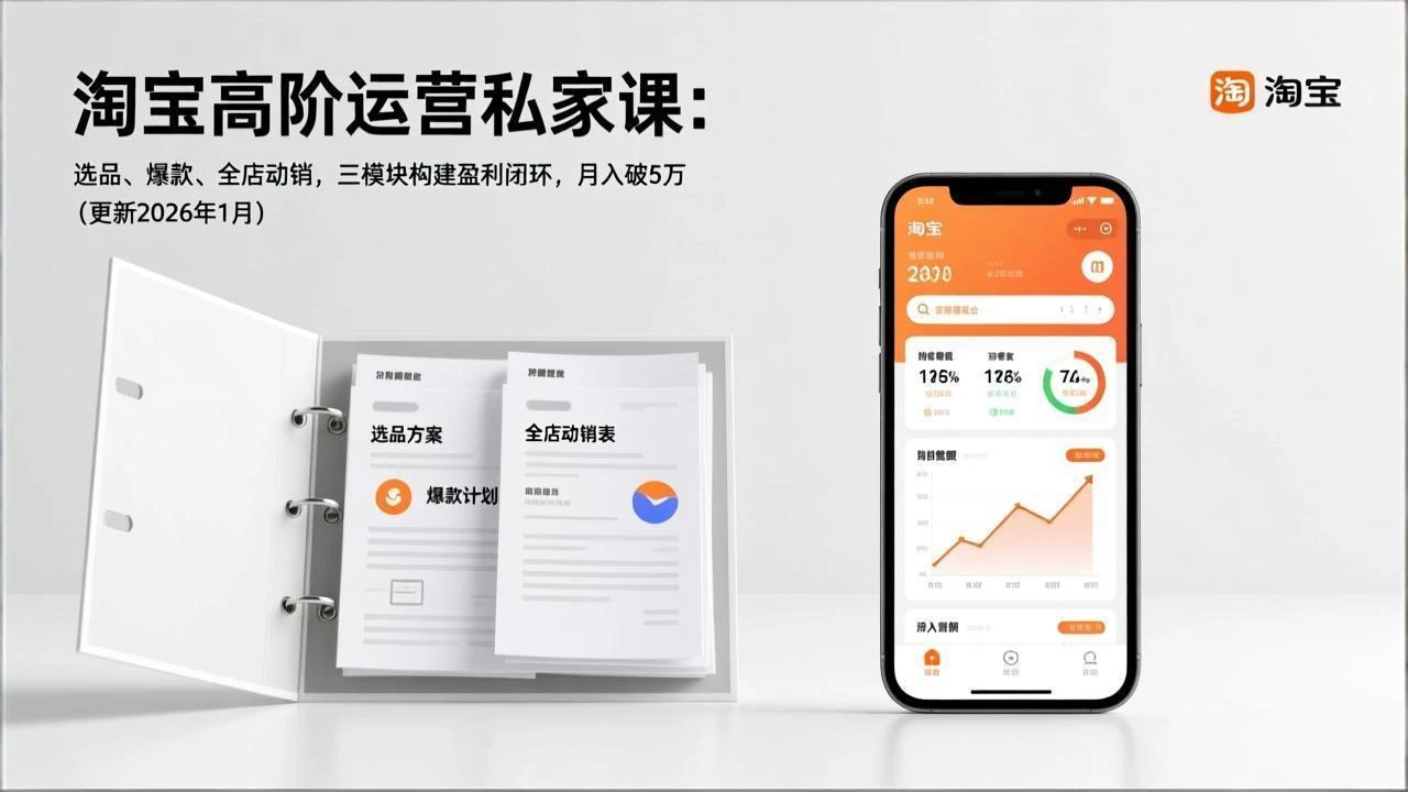 淘宝高阶运营私家课：选品、爆款、全店动销，三模块构建盈利闭环，月入破5万（更新26年1月）_云峰项目库