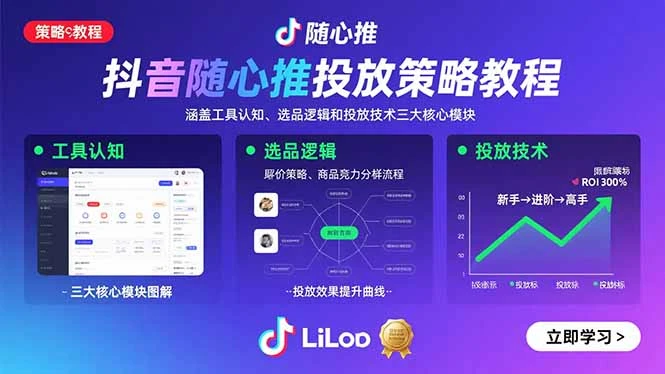 抖音随心推投放策略教程：涵盖工具认知、选品逻辑和投放技术三大核心模块_云峰项目库