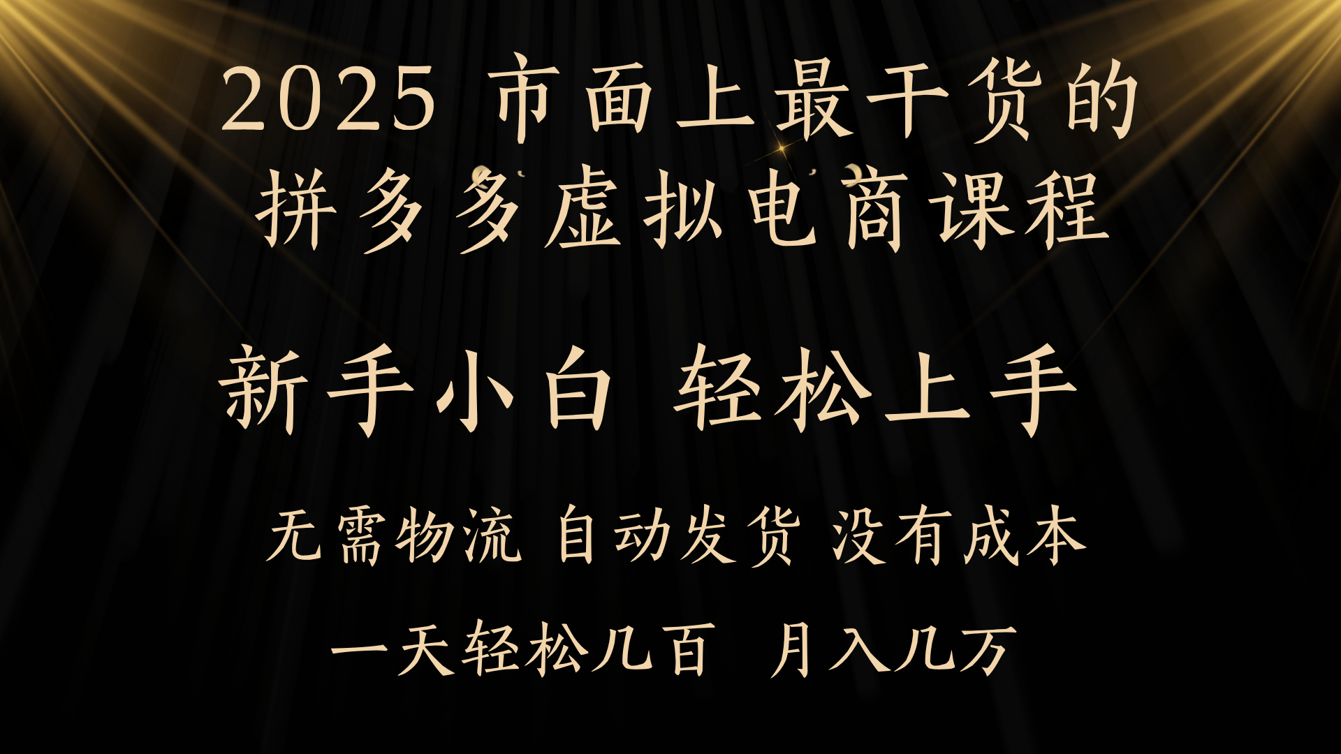 25年最干货的拼多多虚拟电商课程，小白轻松上手，月入过万只是门槛！虚拟电商，如皓月见青天！_云峰项目库