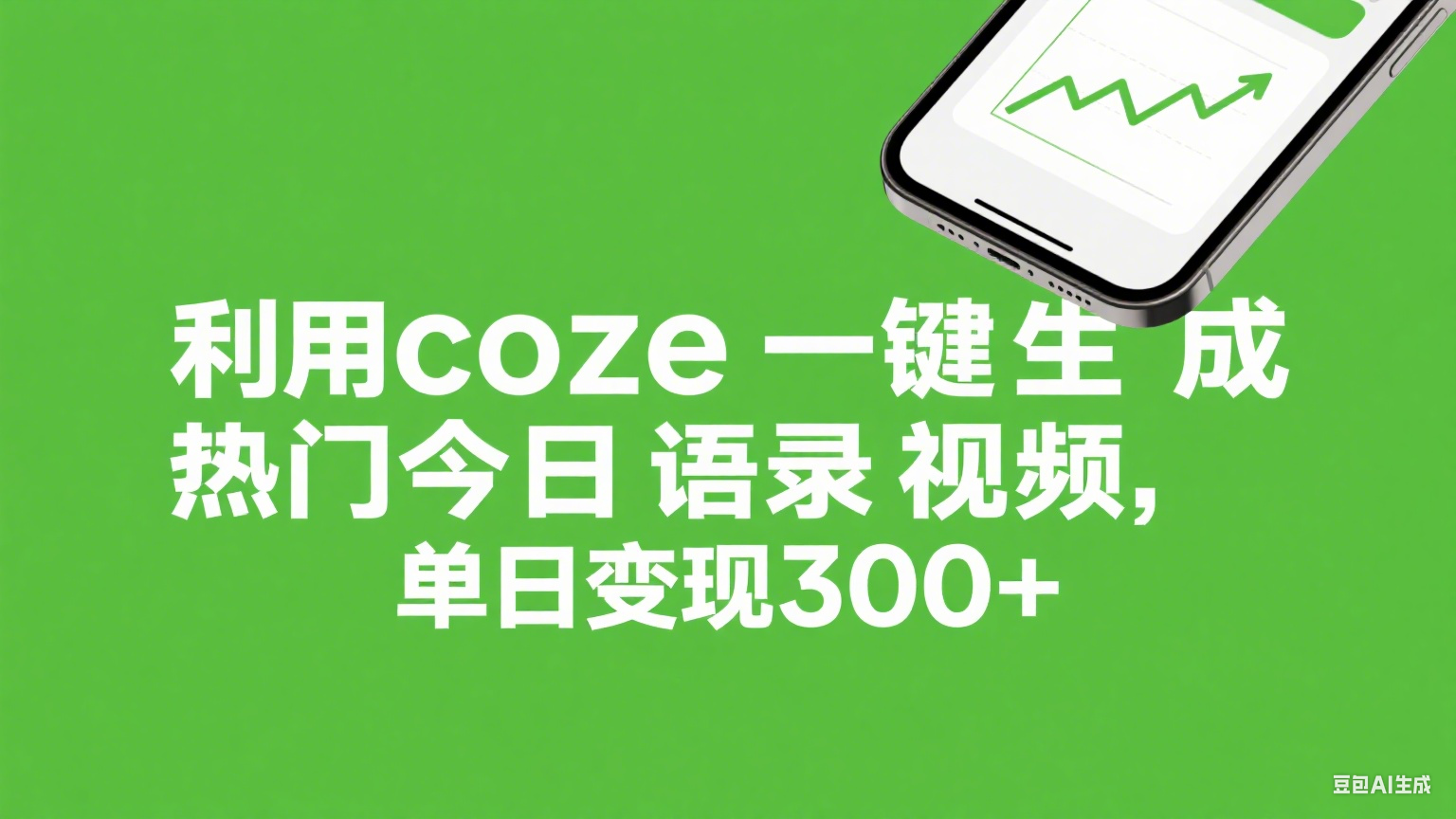 利用coze一键生成热门今日语录视频，单日变现300+_云峰项目库