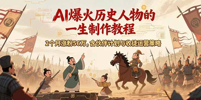 AI历史人物赛道课程，2个月涨粉56万，含伙伴计划与收徒运营策略_云峰项目库