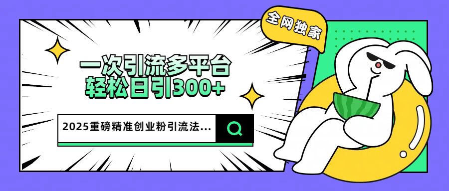 2025重磅全网独家引流法，一次多平台，轻松日引300+精准创业粉_云峰项目库