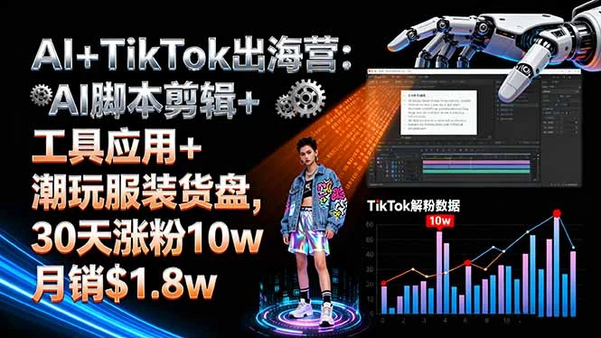 AI+TikTok出海营:AI脚本剪辑+工具应用+潮玩服装货盘,30天涨粉10w月销$1.8w_云峰项目库