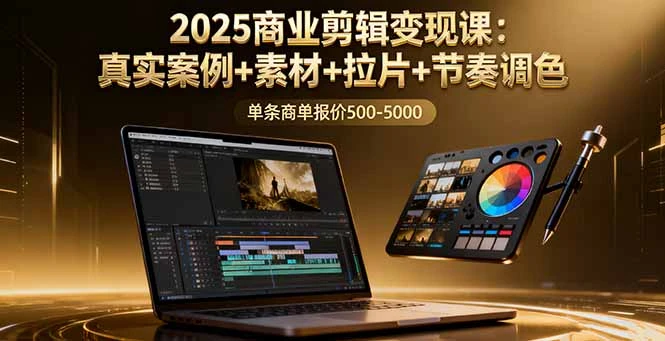 2025商业剪辑变现课：真实案例+素材+拉片+节奏调色，单条商单报价500-5000_云峰项目库