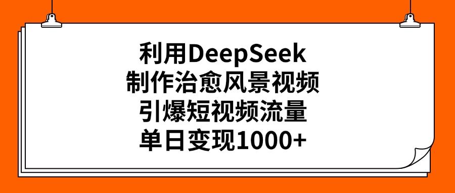 利用DeepSeek，制作治愈风景视频，引爆短视频流量，单日变现1000+_云峰项目库