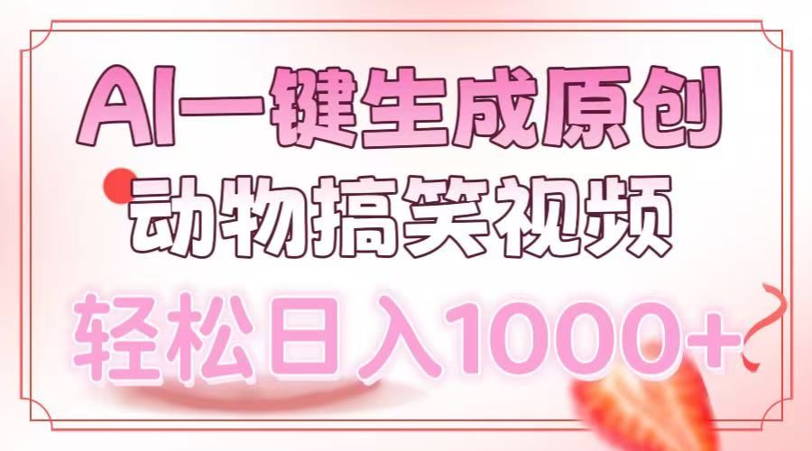 AI一键生成原创动物搞笑视频，轻松日入1000+_云峰项目库