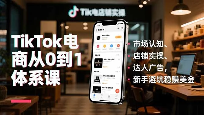 TikTok电商从0到1体系课，市场认知、店铺实操、达人广告，新手避坑稳赚美金_云峰项目库