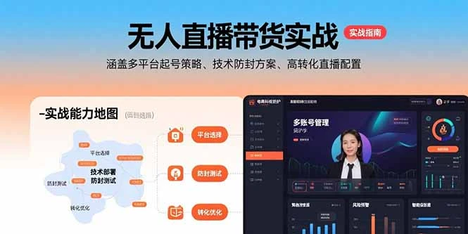无人直播带货实战，涵盖多平台起号策略、技术防封方案、高转化直播配置_云峰项目库