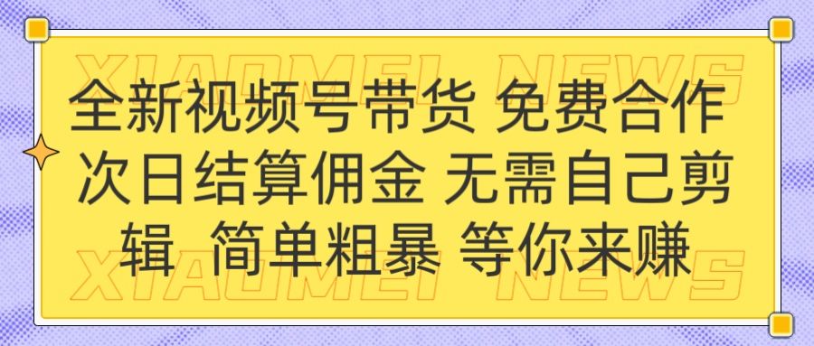 全新视频号 免费合作 佣金次日结算 无需自己剪辑_云峰项目库