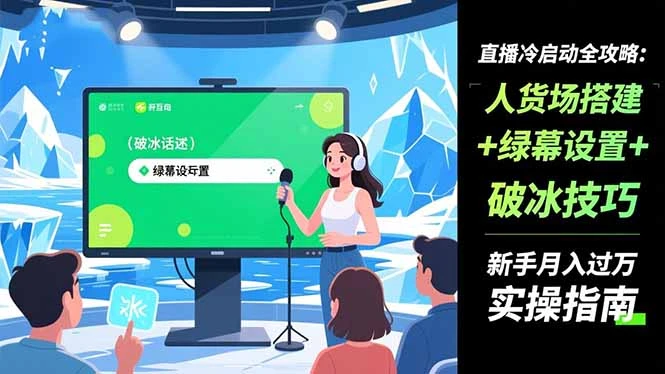 直播冷启动全攻略:人货场搭建+绿幕设置+破冰技巧，新手月入过万实操指南_云峰项目库