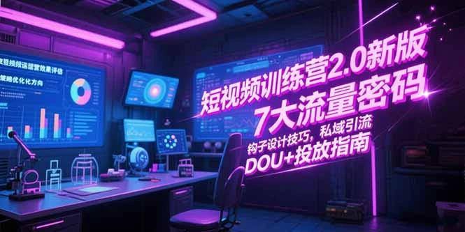 短视频训练营2.0新版，7大流量密码/钩子设计技巧/私域引流/DOU+投放指南_云峰项目库
