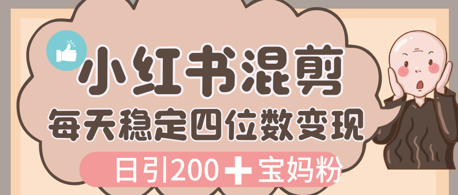价值 3980 的小红书混剪， 虚拟变现，日引 200+宝妈创业粉，每天稳定四位数变现_云峰项目库