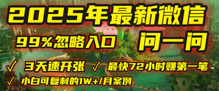 2025年，被99%的人忽视的微信问一问：每天写300字，最快3天就能“开张”赚到第一笔钱，有人已稳定月入1W+！_云峰项目库
