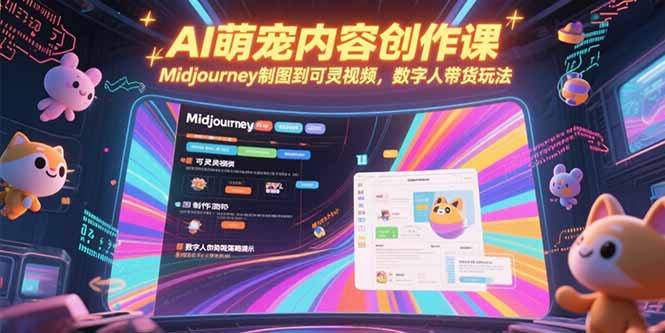 AI萌宠内容创作课，Midjourney制图到可灵视频，数字人带货玩法_云峰项目库