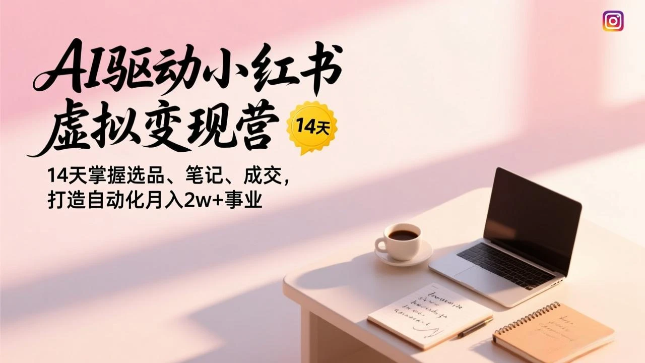 AI驱动小红书虚拟变现营，14天掌握选品、笔记、成交，打造自动化月入2w+事业_云峰项目库