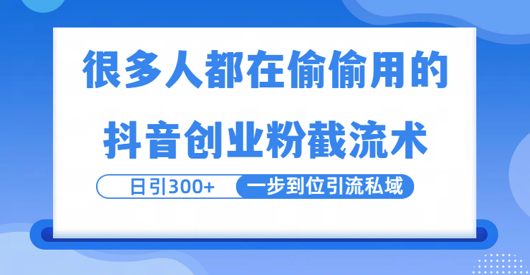 很多人都在偷偷用的抖音创业粉截留术，日引300+，一步到位引流到私域_云峰项目库