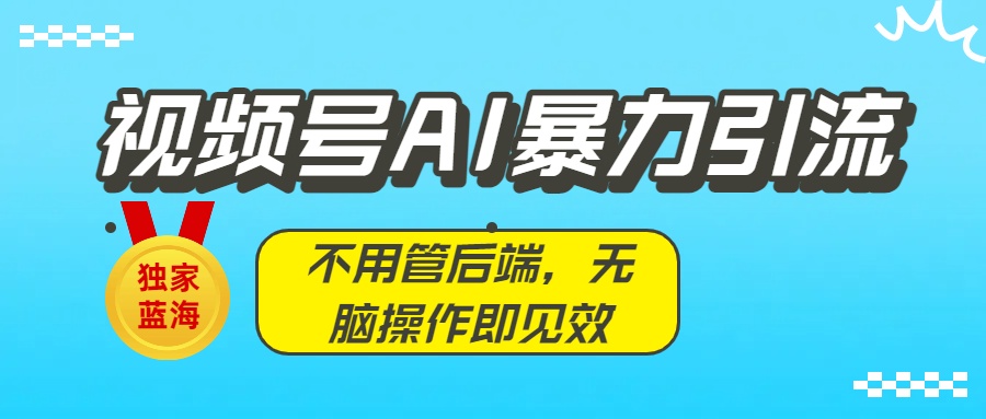 独家蓝海！视频号AI暴力引流：不用管后端，无脑操作即见效_云峰项目库