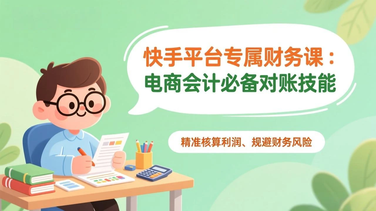 快手平台专属财务课：电商会计必备对账技能，精准核算利润、规避财务风险_云峰项目库