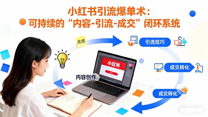 小红书引流爆单术：构建一套低成本 可持续的“内容-引流-成交”闭环系统_云峰项目库