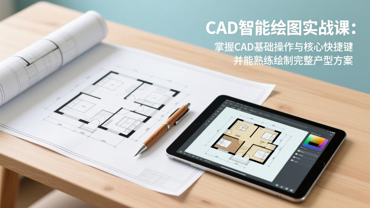CAD智能绘图实战课：掌握CAD基础操作与核心快捷键，并能熟练绘制完整户型方案_云峰项目库