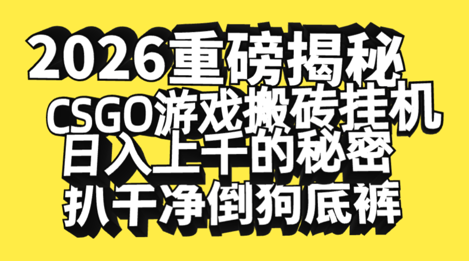 2026开年重磅解密，CSGO游戏搬砖挂机日入上千的秘密，把倒狗的底裤扒干净，毫无保留_云峰项目库