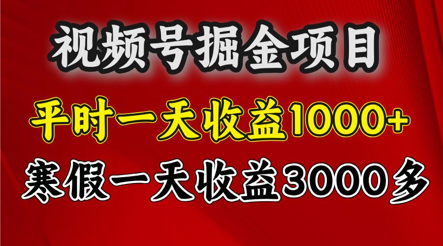 视频号掘金项目，寒假一天收益3000多_云峰项目库