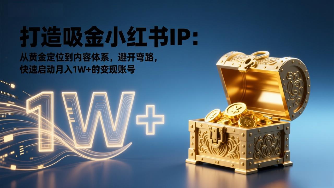 打造吸金小红书IP：从黄金定位到内容体系，避开弯路，快速启动月入1W+的变现账号_云峰项目库