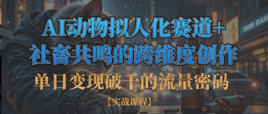单日变现破千的流量密码,AI动物拟人化赛道+社畜共鸣的跨维度创作_云峰项目库