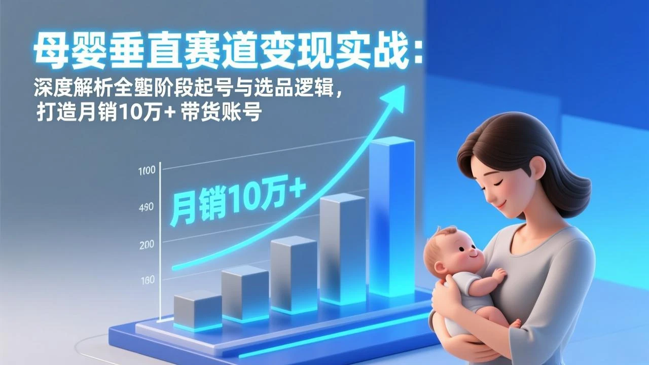 母婴垂直赛道变现实战：深度解析三大阶段起号与选品逻辑，打造月销10万+带货账号_云峰项目库