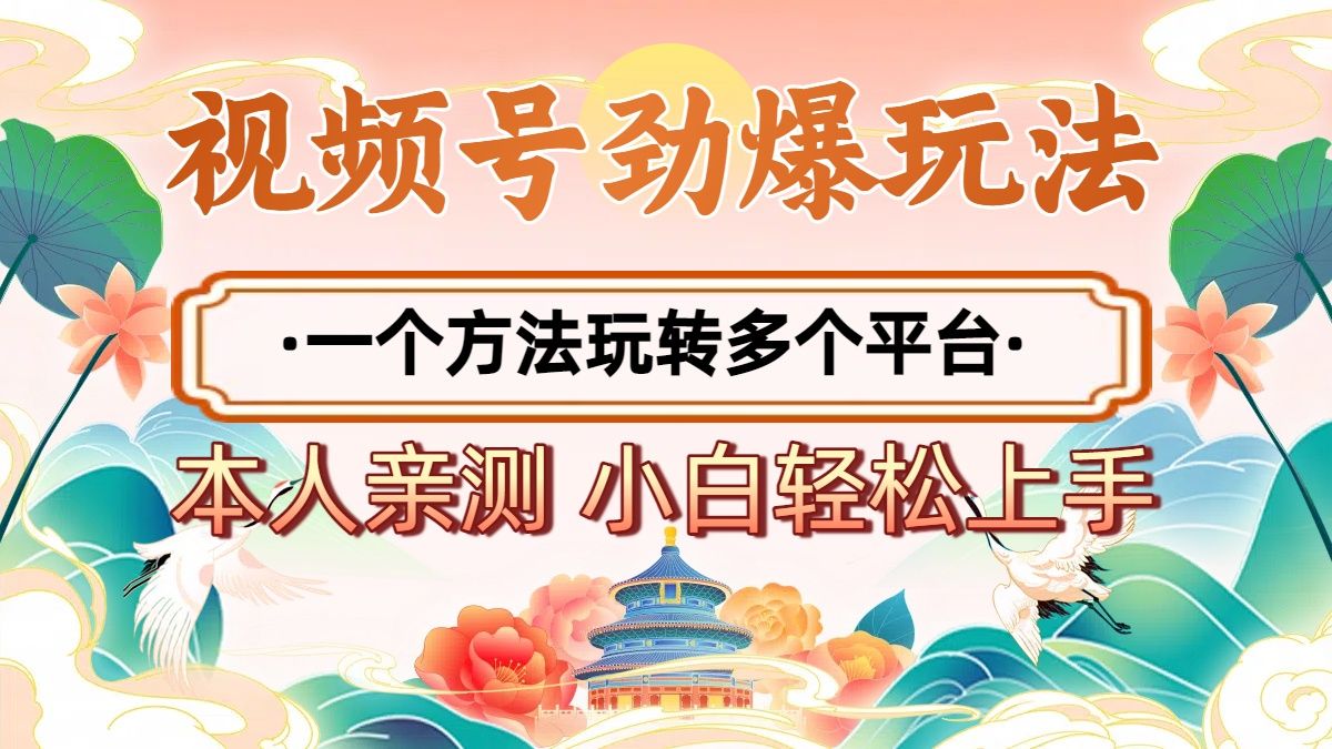 2025年视频号劲爆玩法，一个方法玩转多个平台 小白也能轻松上手_云峰项目库
