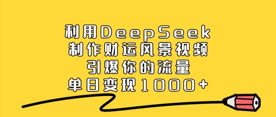 利用DeepSeek制作财运风景视频，单日变现1000+，引爆你的流量_云峰项目库