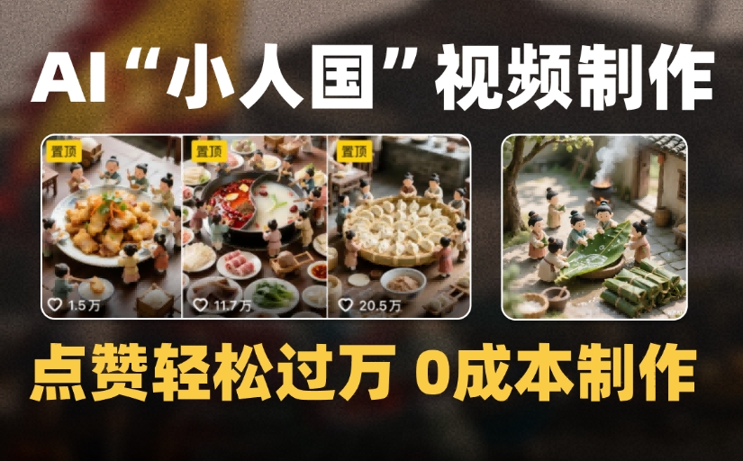 爆款1000W+微缩景观迷你小人国AI视频，0成本制作全流程教学_云峰项目库
