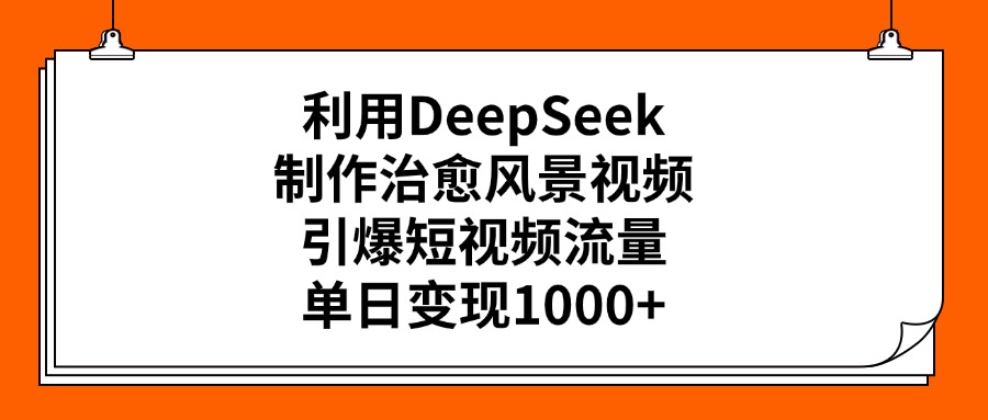 利用DeepSeek制作，治愈风景视频，引爆短视频流量，单日变现1000+_云峰项目库