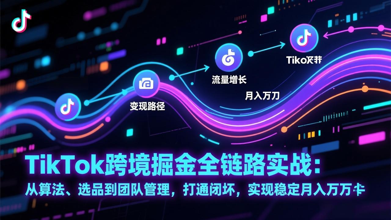 TikTok跨境掘金全链路实战：从算法、选品到团队管理，打通闭环，实现稳定月入万刀_云峰项目库