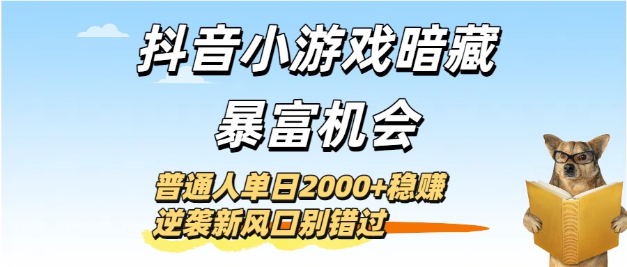 抖音小游戏暗藏暴富机会！普通人单日2000+稳赚，逆袭新风口别错过_云峰项目库