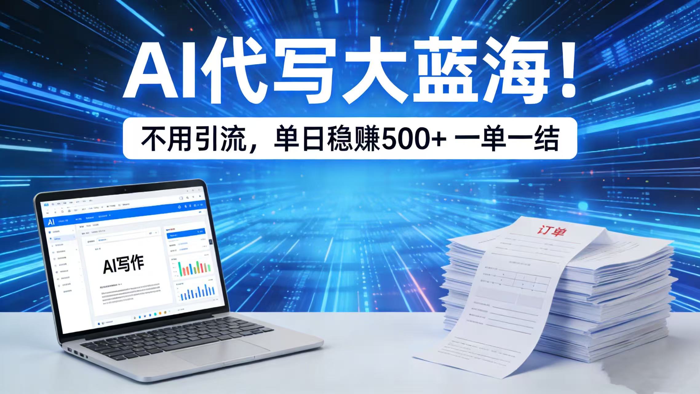 AI 代写大蓝海!不用引流,单日稳赚 500 + 一单一结_云峰项目库
