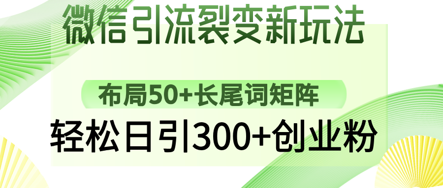 微信引流裂变新玩法：布局50+长尾词矩阵，轻松日引300+创业粉_云峰项目库