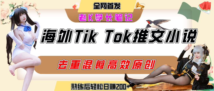 海外tiktok小说推文暴力项目，高停留率，高转化率，上手后一天搞顿饭钱不是问题_云峰项目库