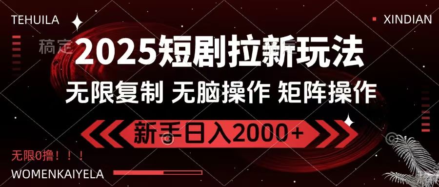 2025短剧拉新玩法，无需注册登录，无限0撸，无脑批量操作日入2000+_云峰项目库