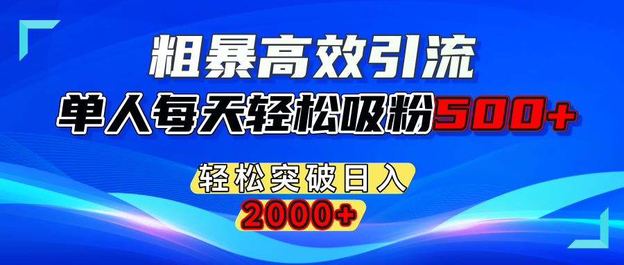 粗暴高效引流,单人每天轻松吸粉500+,轻松突破日入2000+_云峰项目库