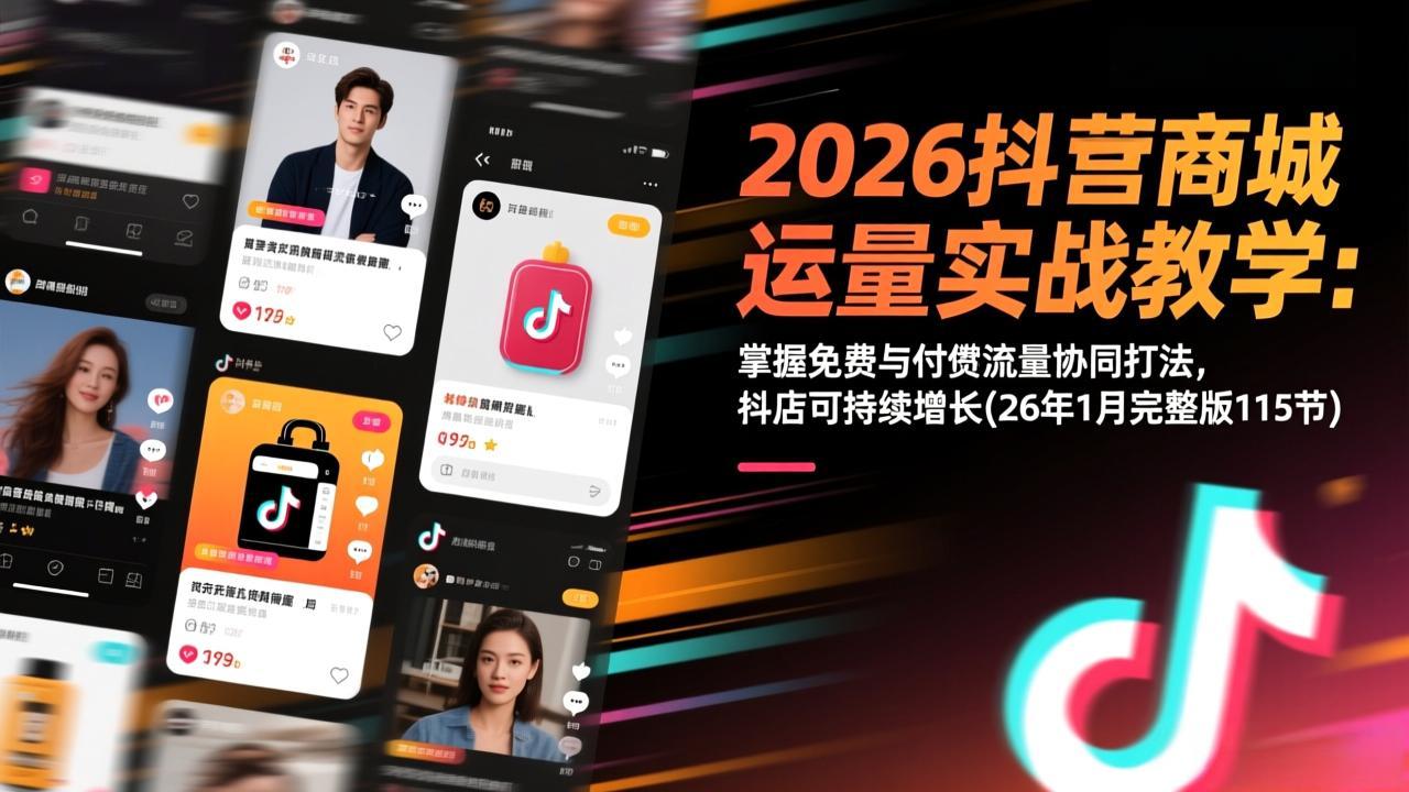 2026抖音商城运营实战教学：掌握免费与付费流量协同打法，抖店可持续增长(26年1月完整版115节)_云峰项目库