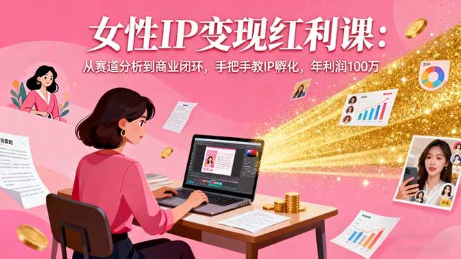 女性IP变现红利课：从赛道分析到商业闭环，手把手教IP孵化，年利润100万_云峰项目库