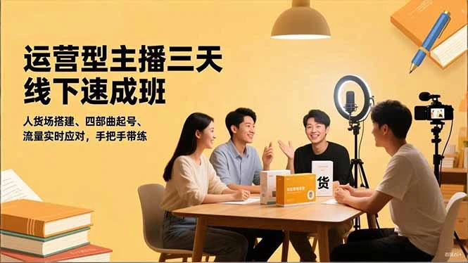 运营型主播三天线下班，人货场搭建,四部曲起号,流量实时应对，手把手带练_云峰项目库