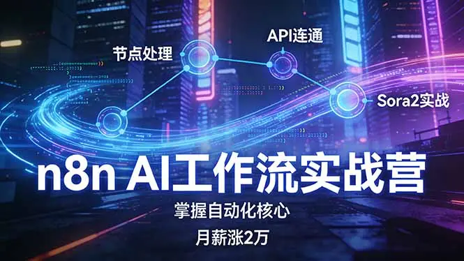 n8n AI工作流实战营，节点处理+API连通+Sora2实战，掌握自动化核心月薪涨2万-云峰项目库