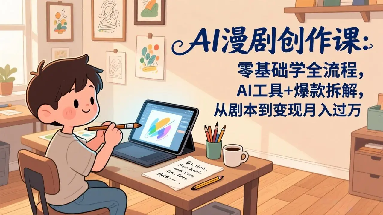 AI漫剧创作课:零基础学全流程,AI工具+爆款拆解,从剧本到变现月入过万-云峰项目库