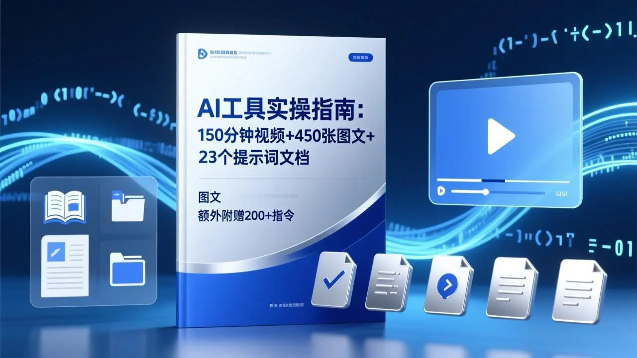 AI工具实操指南：150分钟视频+450张图文+23个提示词文档，额外附赠200+指令-云峰项目库