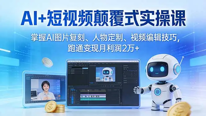 AI+短视频颠覆式实操课：掌握AI图片复刻、人物定制、视频编辑技巧，跑通变现月利润2万+-云峰项目库