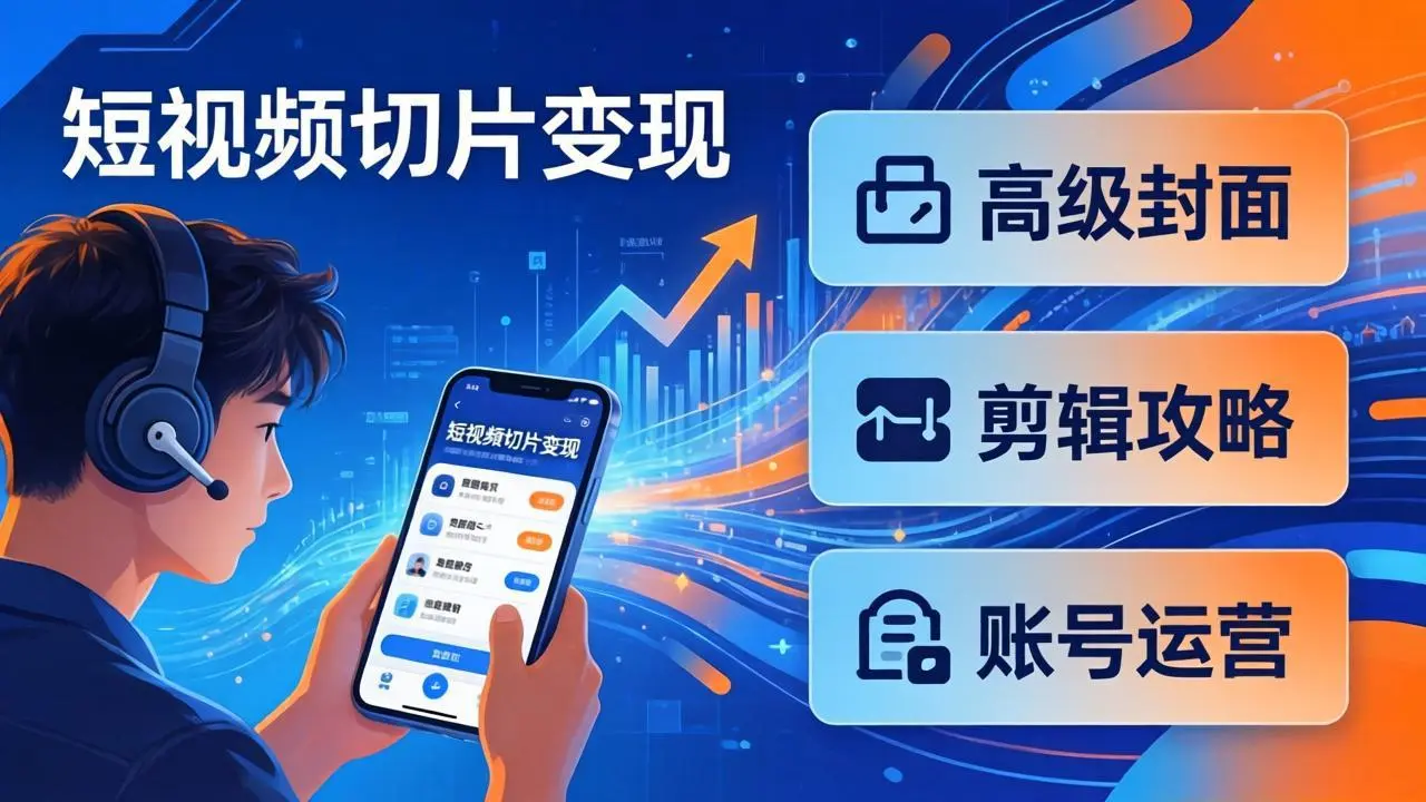 短视频切片变现速成班2.0:高级封面+剪辑攻略+账号运营,0基础小白快速入局副业-云峰项目库